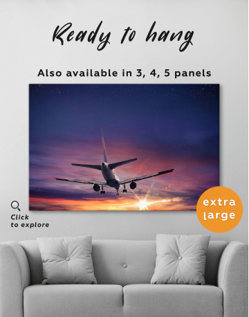 Flying Airplane Sunset Canvas Wall Art - image 2
