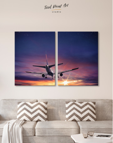 Flying Airplane Sunset Canvas Wall Art - image 9