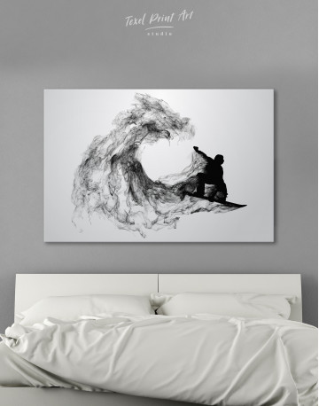 Black and White Abstract Snowboarder Canvas Wall Art