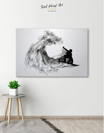 Black and White Abstract Snowboarder Canvas Wall Art - image 6