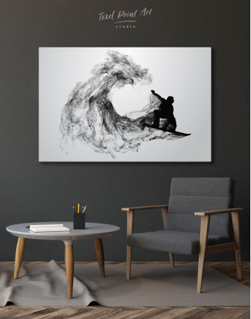 Black and White Abstract Snowboarder Canvas Wall Art - image 4