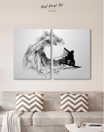 Black and White Abstract Snowboarder Canvas Wall Art - image 10