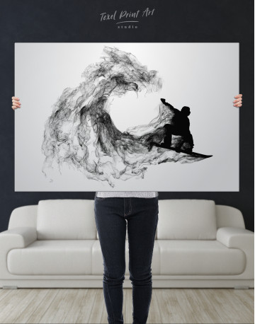Black and White Abstract Snowboarder Canvas Wall Art - image 9