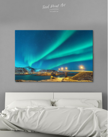 Aurora Borealis Over Mountains Canvas Wall Art