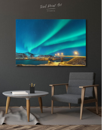 Aurora Borealis Over Mountains Canvas Wall Art - image 3