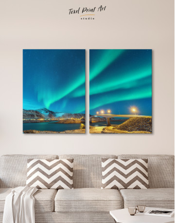 Aurora Borealis Over Mountains Canvas Wall Art - image 9