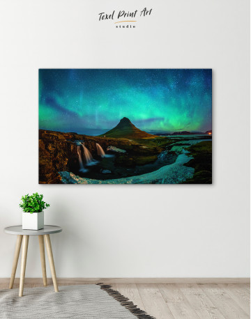 Kirkjufell  Northern Lights Landscape Canvas Wall Art - image 5