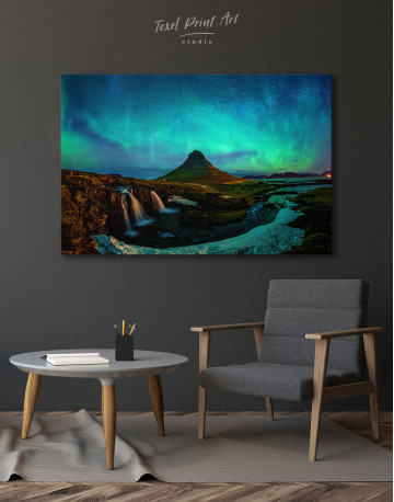 Kirkjufell  Northern Lights Landscape Canvas Wall Art - image 2