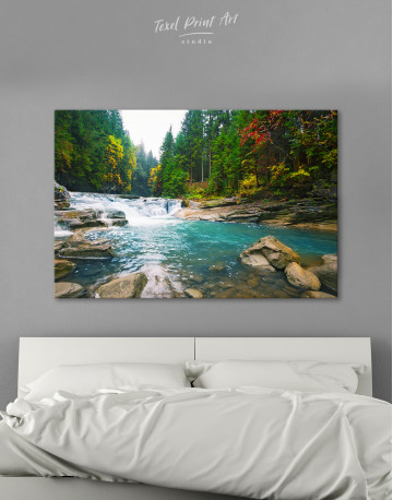 Mountain River Waterfall Canvas Wall Art