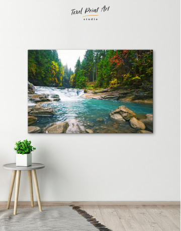 Mountain River Waterfall Canvas Wall Art - image 4