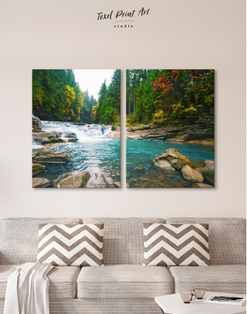Mountain River Waterfall Canvas Wall Art - image 9