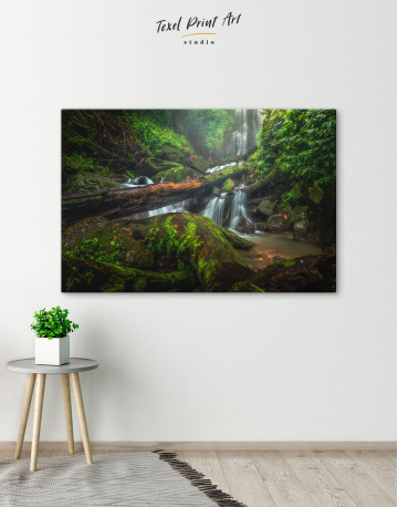 Forest Waterfall Scene Canvas Wall Art - image 2