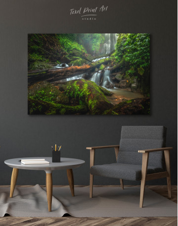 Forest Waterfall Scene Canvas Wall Art - image 4