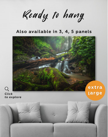 Forest Waterfall Scene Canvas Wall Art - image 5