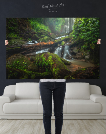 Forest Waterfall Scene Canvas Wall Art - image 9