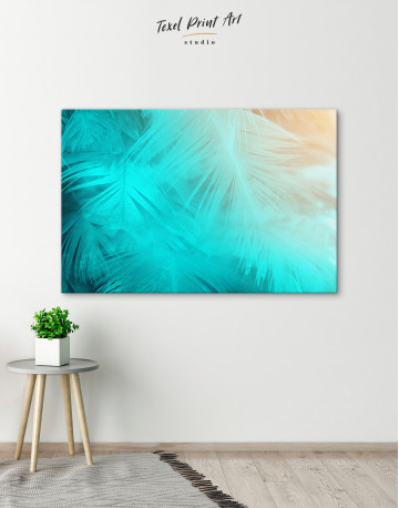 Light Teal and Orange Feather Canvas Wall Art - image 6