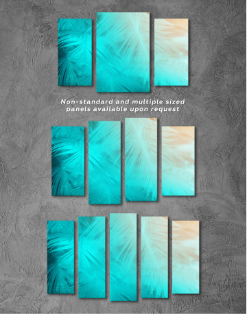 Light Teal and Orange Feather Canvas Wall Art - image 5