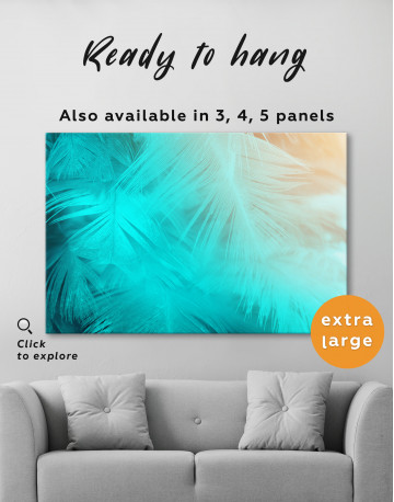 Light Teal and Orange Feather Canvas Wall Art - image 3