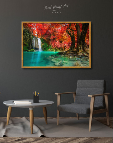 Framed Erawan Waterfall Thailand Canvas Wall Art - image 2