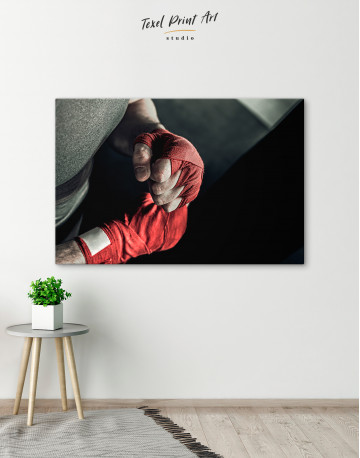 Gray and Red Boxer's Hands Wrapped in Tape Canvas Wall Art - image 6