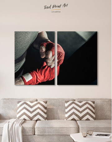 Gray and Red Boxer's Hands Wrapped in Tape Canvas Wall Art - image 9