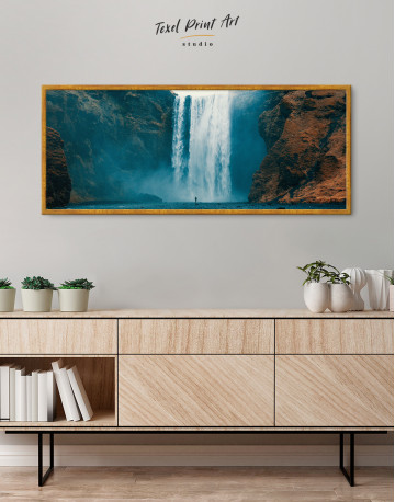Framed Panoramic Skogafoss Waterfall Canvas Wall Art - image 2