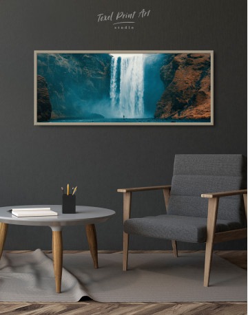 Framed Panoramic Skogafoss Waterfall Canvas Wall Art - image 3