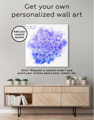 Purple and Blue Watercolor Mandala Canvas Wall Art - image 2