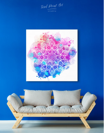 Purple and Blue Watercolor Mandala Canvas Wall Art - image 3