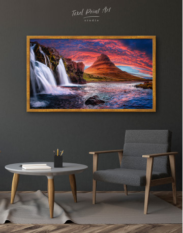 Framed Kirkjufell Iceland Landscape Canvas Wall Art - image 2