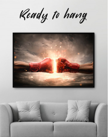Framed Two Hands In Boxing Gloves Canvas Wall Art
