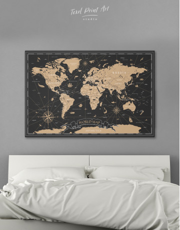 Black and Gold World Map Canvas Wall Art
