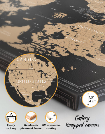 Black and Gold World Map Canvas Wall Art - image 3