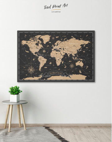 Black and Gold World Map Canvas Wall Art - image 2