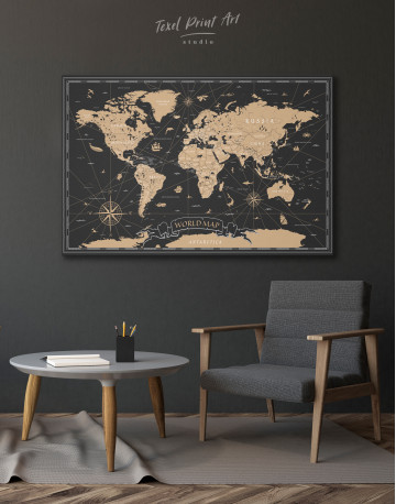 Black and Gold World Map Canvas Wall Art - image 4