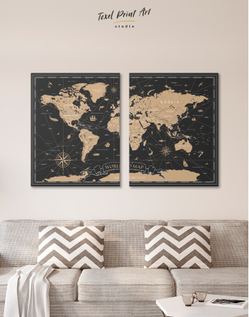 Black and Gold World Map Canvas Wall Art - image 7