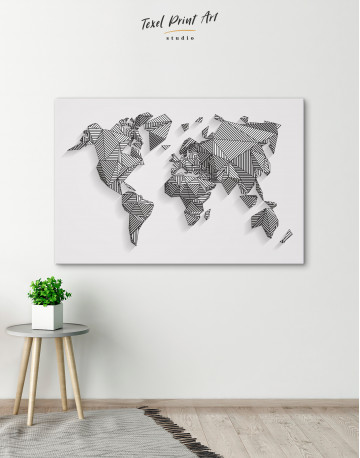 Abstract Geometric World Map Canvas Wall Art - image 4