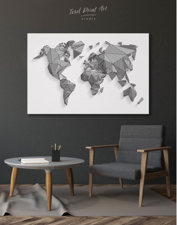 Abstract Geometric World Map Canvas Wall Art - image 6