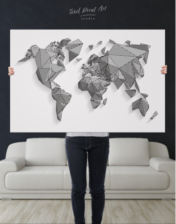 Abstract Geometric World Map Canvas Wall Art - image 10