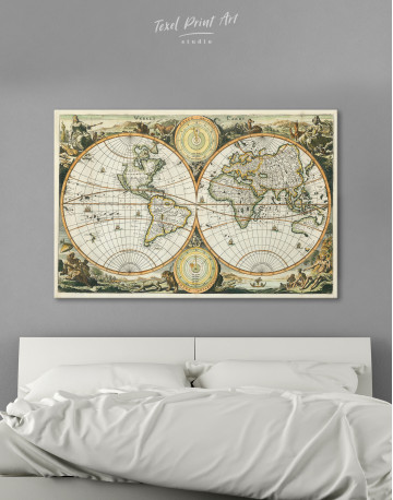 Ancient Double Hemisphere Map Canvas Wall Art