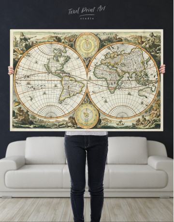 Ancient Double Hemisphere Map Canvas Wall Art - image 6