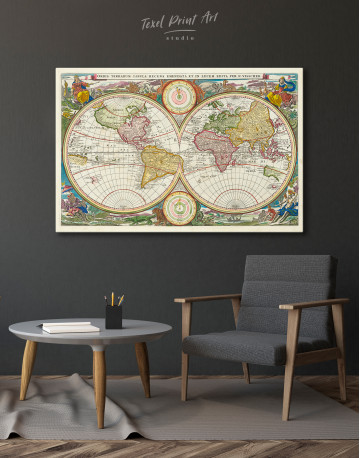 Ancient Hemisphere World Map Canvas Wall Art - image 8