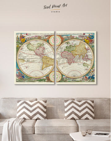 Ancient Hemisphere World Map Canvas Wall Art - image 7