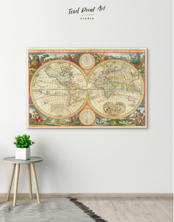 Antique Hemisphere World Map Canvas Wall Art - image 8