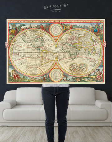 Antique Hemisphere World Map Canvas Wall Art - image 2