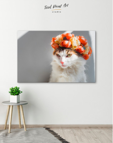 Calico Cat with Flowers Canvas Wall Art - image 4