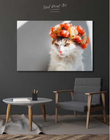 Calico Cat with Flowers Canvas Wall Art - image 6