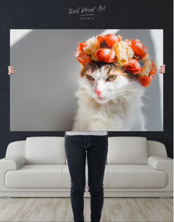 Calico Cat with Flowers Canvas Wall Art - image 10