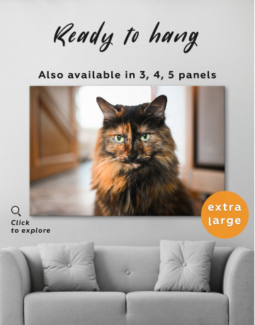 Fluffy Black Calico Cat Canvas Wall Art - image 3