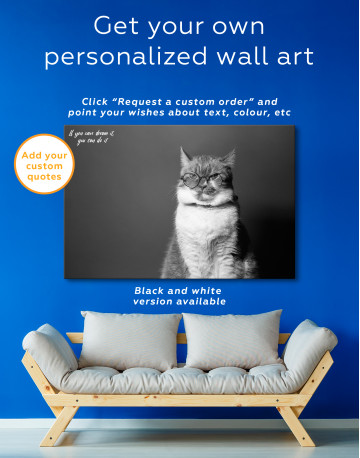 Cat Portrait with Glasses Canvas Wall Art - image 1